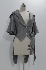 Grey Rabbit Hunt Dark Pattern Jacquard Print Bowknot Ouji Vintage Prince Lolita Coat - Product - 3