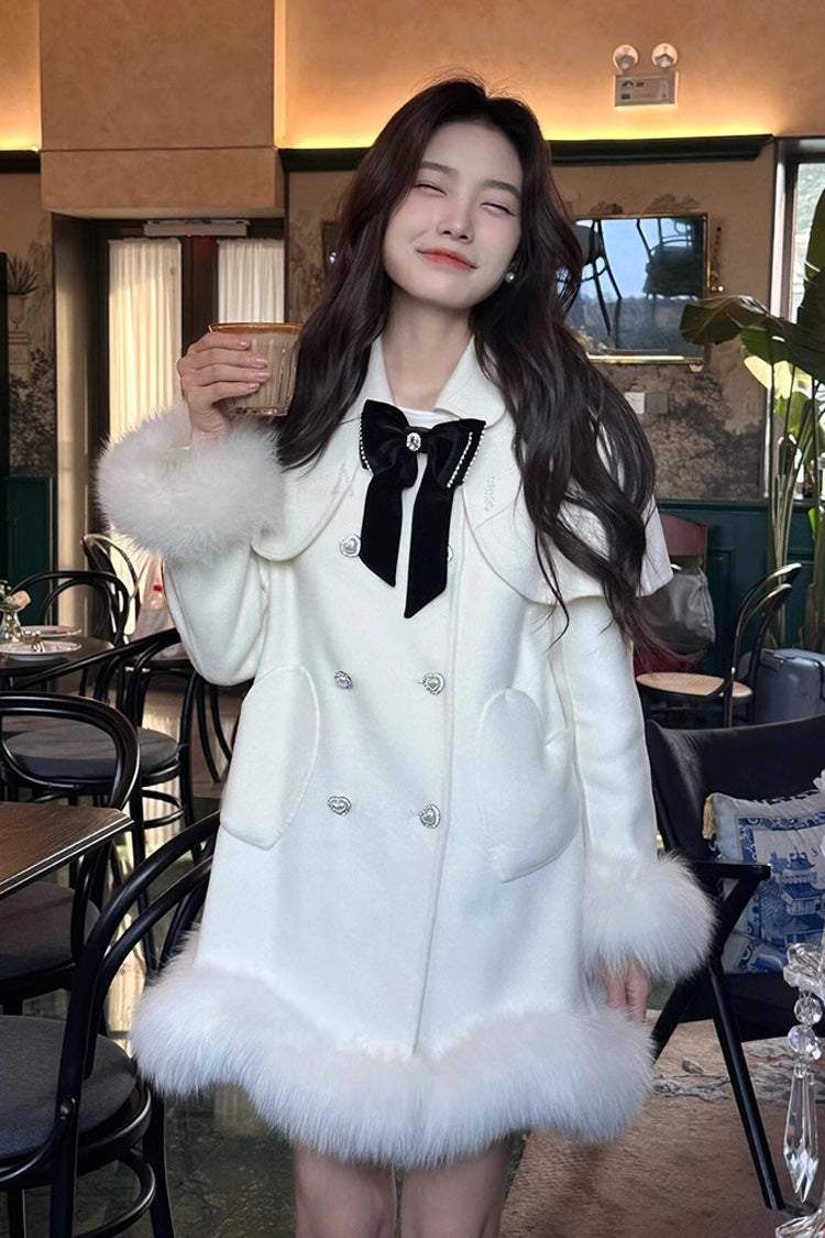 White Long Sleeves Bowknot Sweet Elegant Princess Lolita Cloak Coat - Product - 6