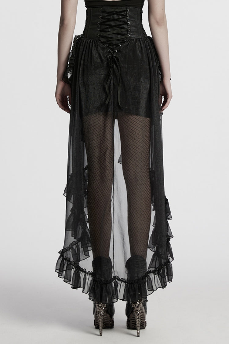 Black Ruffle Lace Women's Gothic Corset Skirt - Product - 2