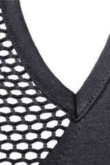 Black Off Shoulder Long Sleeves Lace-Up Chest Straps Sheer Mesh Women's Punk Top - Product - 16