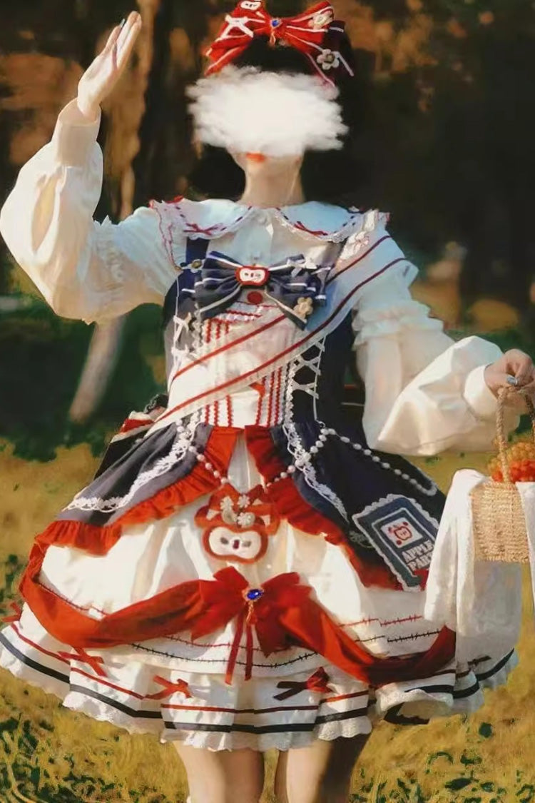 Multi-Color [Witch Gina] Print Ruffle Bowknot Sweet Princess Lolita Dress Set - Product - 2