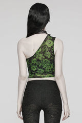 Asymmetrical Off Shoulder Sleeveless Print Womens Steampunk Halter Vest 2 Colors - Product - 11
