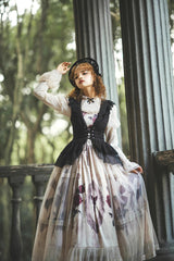 Multi-Color Long Sleeves Print Ruffle French Princess Classic Gothic Lolita Dress Set - Product - 10