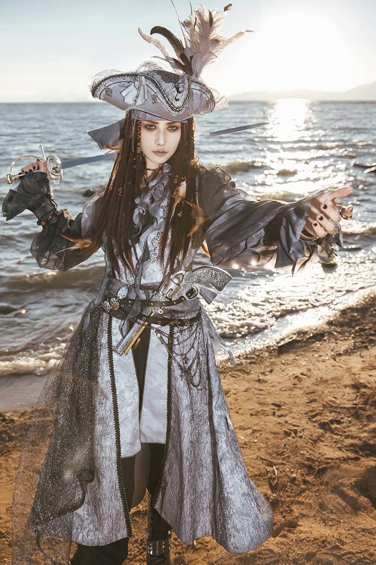 Grey [The Eternal Treasure Route] Sleeveless Vintage Elegant Prince Handsome Ouji Lolita Long Coat - Product - 3