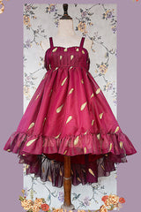 [Feather Snowflake Embroidery] Print Sleeveless Ruffle Bowknot Sweet Lolita Jsk Dress 3 Colors - Red - 18