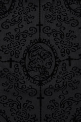 Black Stand Collar Long Sleeves Print Ruffle Men's Gothic Blouse - Product - 7