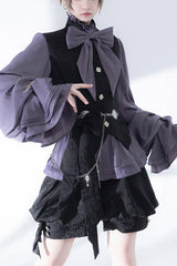 Purple Hunting Rabbits Long Sleeves Bowknot Gothic Vintage Ouji Fashion Lolita Blouse - Purple - 1