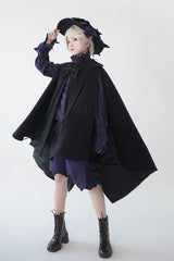 Black Woolen Ouji Fashion Daily Lolita Cloak - Product - 5