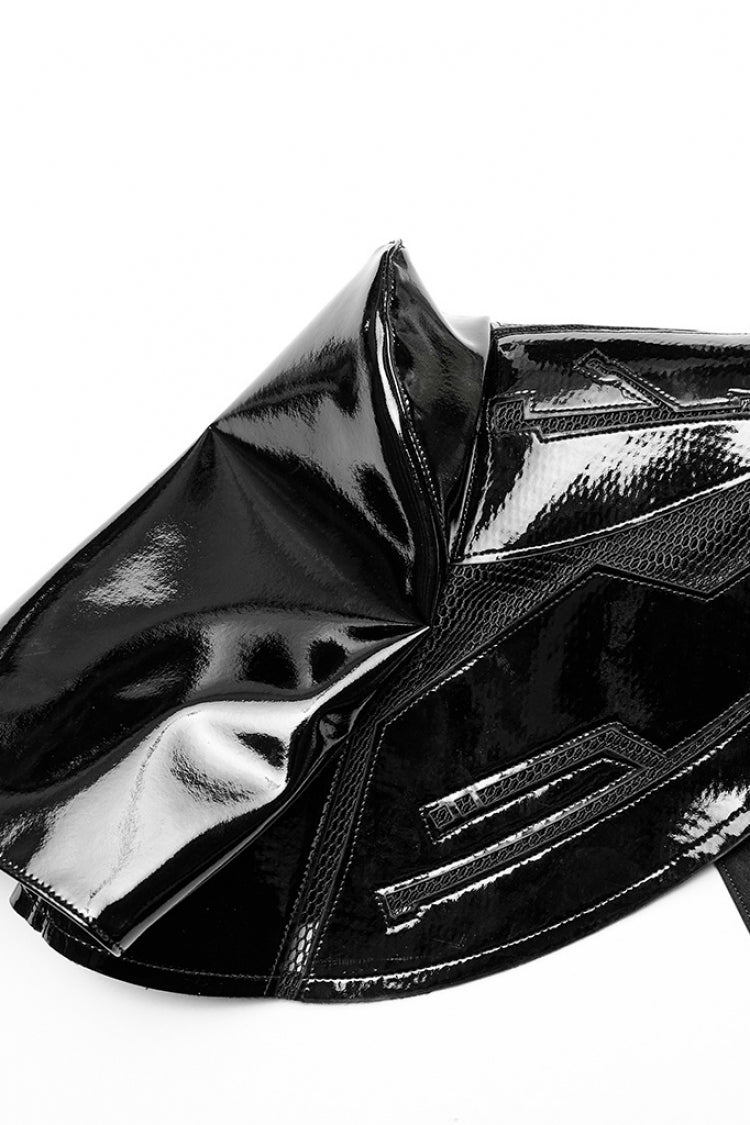 Black Stand Collar Women's Punk Patent Leather Body Harness - Product - 8