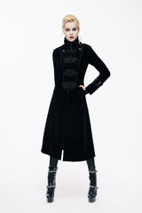 Black Retro Stand Collar Stage Costume Women's Gothic Coat - Product - 2