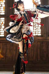 Multi-Color [Fox Trace Codex] Stand Collar Long Sleeves Printed Embroidered Classic Chinese Style Elegant Lolita Dress - Product - 5