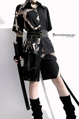 Black [Dream Void Mirror] Print Ouji Fashion Prince Handsome Lolita Shorts - Product - 10