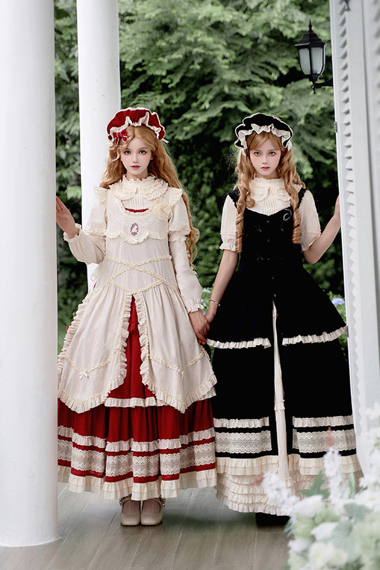 Red [Lily] Multi-Layered Ruffle Lace Classic Elegant Lolita Jsk Dress - Product - 10