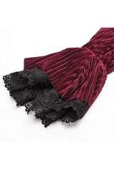 Striped Velvet Metal Retro Button Lace Cuff Back Waist Lace Up Women's Gothic Blouse - Product - 15