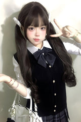Japanese-Style Soft Air Bangs Long Curly Sweet Lolita Twin-Tail Wig 2 Colors - Product - 4