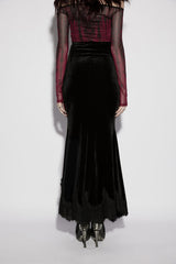 Black Lace Velvet Pleated Women's Gothic Elegant Mermaid Skirt - Product - 5