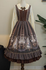 Demon Hunting Notes Long Lantern Sleeves Print Ruffle Sweet Elegant Lolita Dress 2 Colors - Product - 2