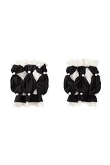 Black/White [Candy Cane] Sleeveless Printed Ruffled Bow Gothic Lolita Skirt Full Set - Hand-Sleeves(Only) - 19