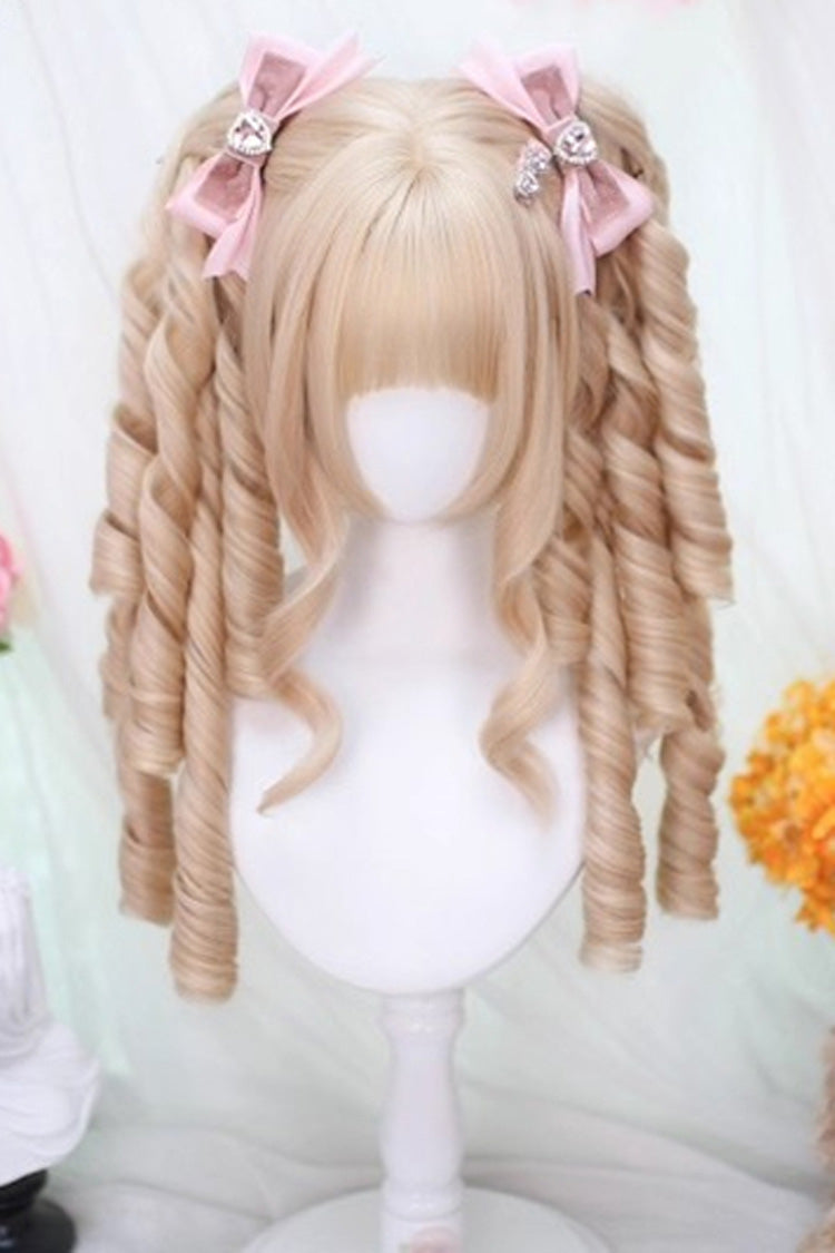 Roman Curly Double Ponytail Sweet Lolita Wig 2 Colors - Gold - 1