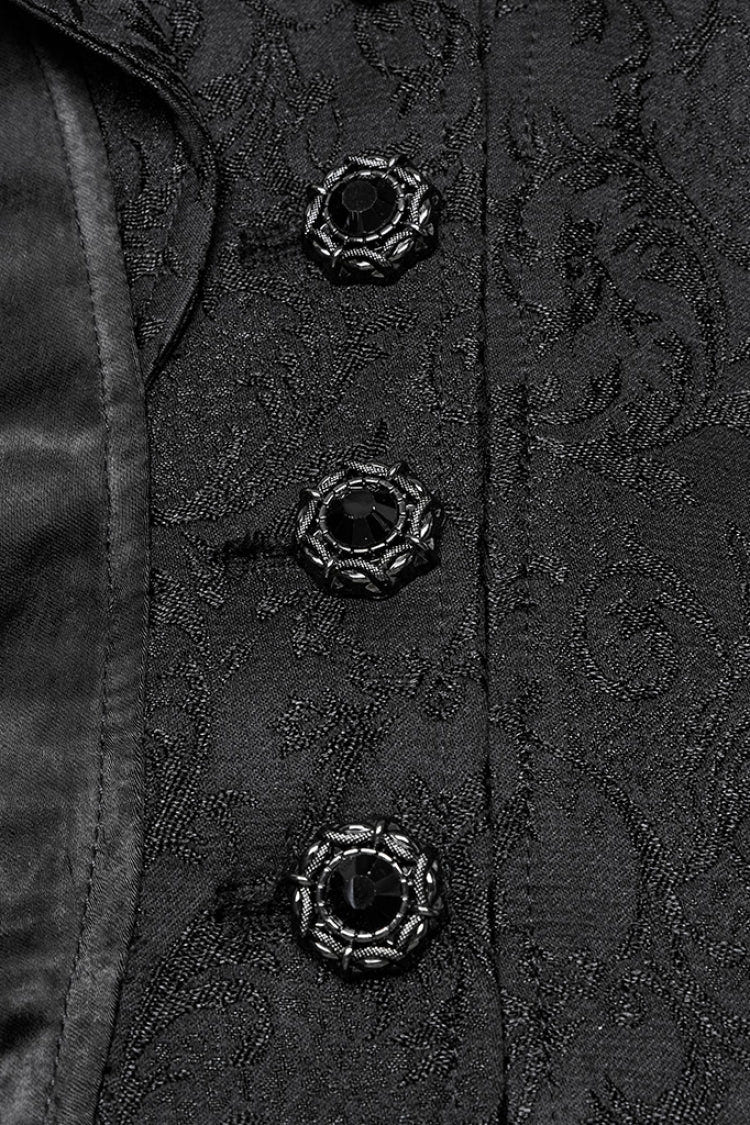 Black Lapel Collar Long Trumpet Sleeves Jacquard Women's Gothic Jacket - Product - 5