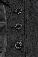 Black Lapel Collar Long Trumpet Sleeves Jacquard Women's Gothic Jacket - Product - 5