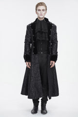 Black Puff Sleeved Ruffled Lace Splice Men's Gothic Shirt - Product - 6