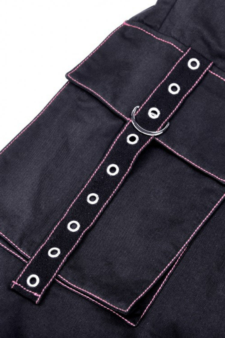 Black Dangerous Bear Chain-Decorated Women's Grunge Bell Bottom Pants - Product - 20
