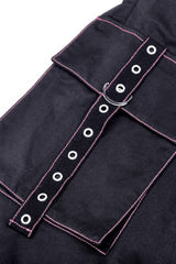 Black Dangerous Bear Chain-Decorated Women's Grunge Bell Bottom Pants - Product - 20