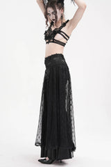 Black Crochet Lace Mesh Women's Gothic Pants - Product - 5