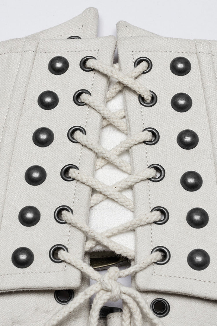 White Multi-buckle Strap Underbust Women's Punk Corset - Product - 7
