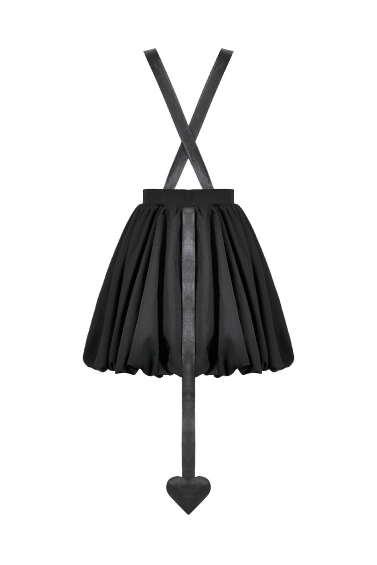 Black Bat Wing Buckled Women's Gothic Suspender Dress Graduation Dress with Tail - Product - 13