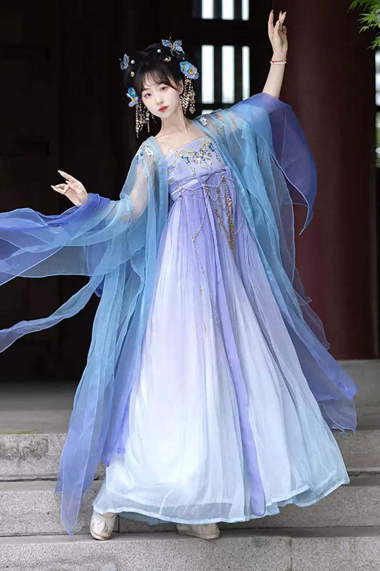 Purple Embroidery Lace Women's Classic Hanfu Dress Full Set - Product - 2