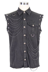 Black Rock Unedged Sleeveless Faded Mens Punk Blouse - Product - 4