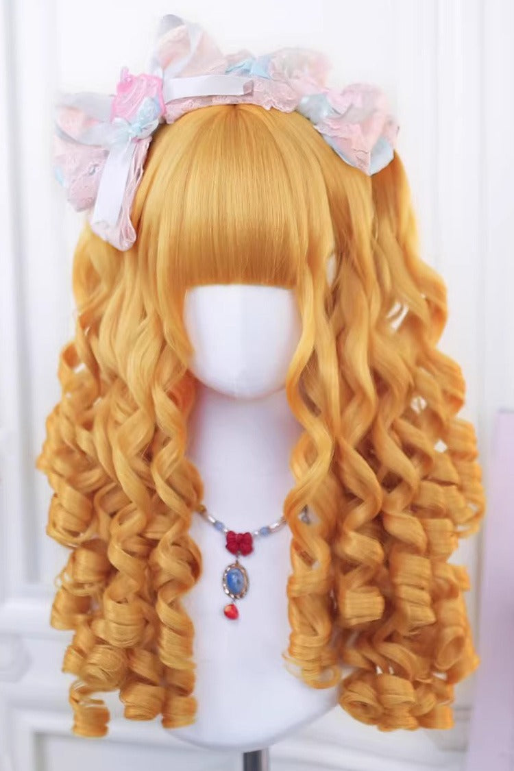Roman Ringlet Curls Sweet Lolita Wig 3 Colors - Golden-Yellow - 1