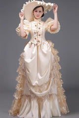 European Style Long Sleeves Multi-layer Ruffle Classic Elegant Princess Victorian Dress 3 Colors - Product - 4