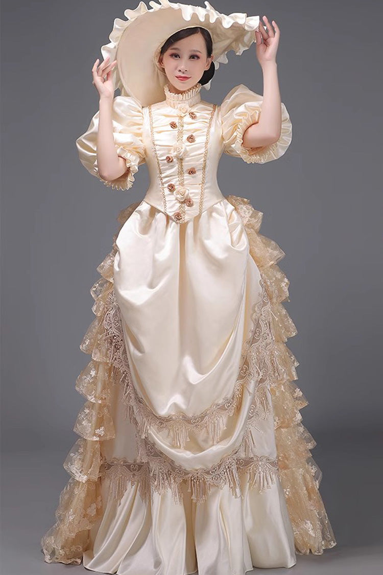 European Style Long Sleeves Multi-layer Ruffle Classic Elegant Princess Victorian Dress 3 Colors - Product - 4
