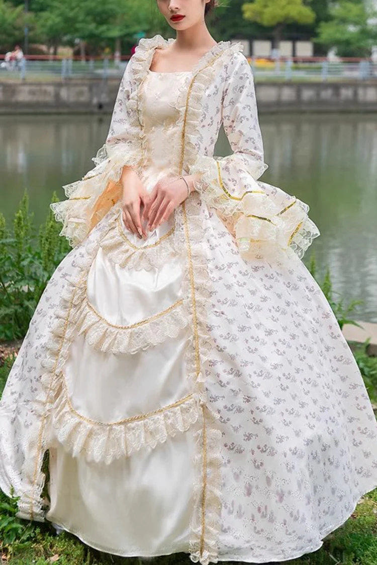 Champagne Medieval Court Print Cardigan Vintage Princess Lolita Victorian Dress - Champagne - 1