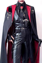 Black/Red [Night Sentinel] Long Sleeves Ouji Gothic Lolita Long Trench Coat - Product - 2
