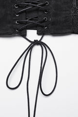 Black Beaded Lace Lace-Up Women's Gothic Underbust Corset - Product - 7