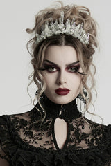 White Irregular Beaded Women's Gothic Crystal Headwear - Product - 2