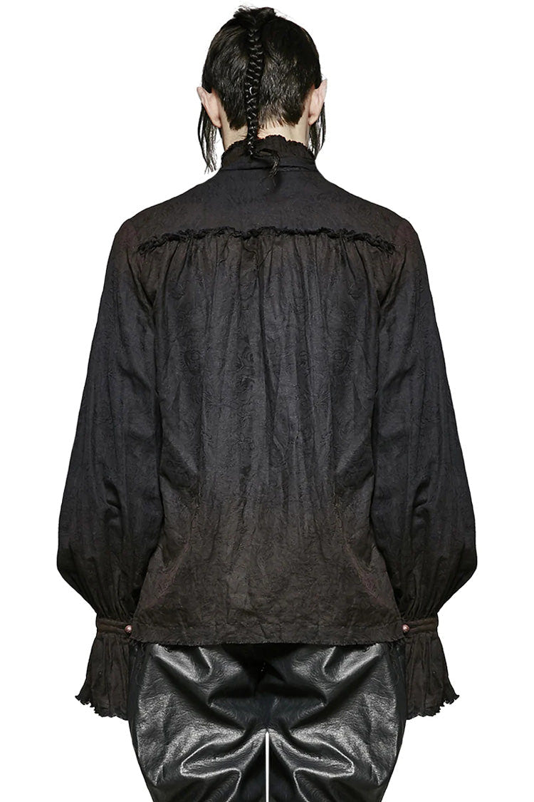 Black Long Lantern Sleeves Retro Metal Button Mens Steampunk Tie Shirt - Product - 4