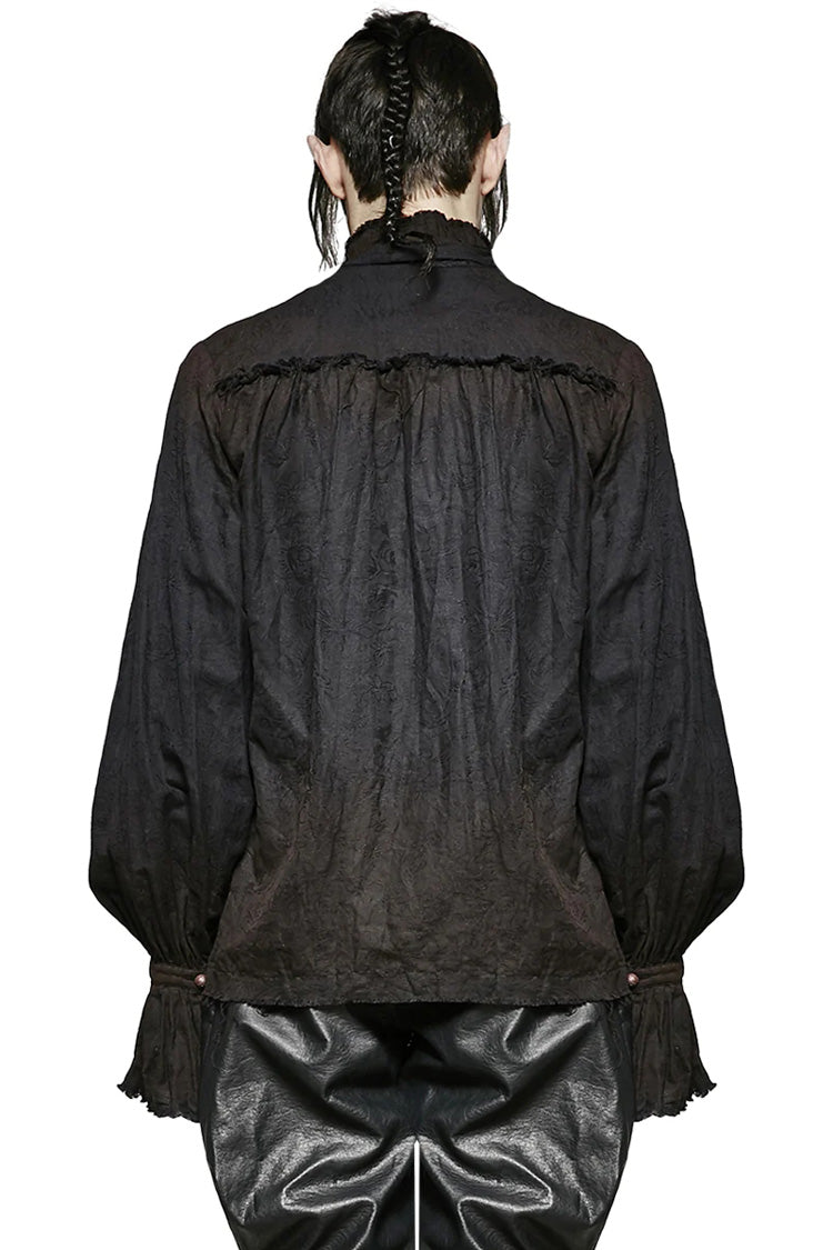 Black Long Lantern Sleeves Retro Metal Button Mens Steampunk Tie Shirt - Product - 4