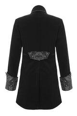 Black Court Pattern Lapel Collar Velvet Mens Gothic Coat - Product - 6