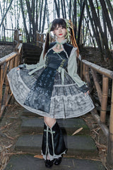 Cheongsam Ink Print Multi-layer Bowknot Sweet Chinese Style Princess Lolita Jsk Dress 2 Colors - Product - 6