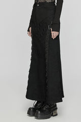 Black Stitching Mesh Triangular Buckle Women's Punk Fishtailed Skirt - Product - 2