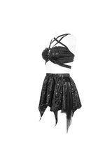 Black Pentagram Print Strap Two Piece Women's Gothic Swimsuit - Product - 7