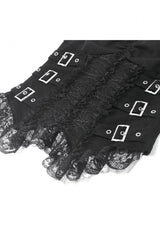 Black Women's Gothic Vintage Multi-Layered Buckled Straps Sheer Lace Patchwork Tank Top - Product - 13