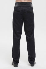 Black High Waist Jacquard Double Breasted Vintage Men's Punk Trousers - Product - 3
