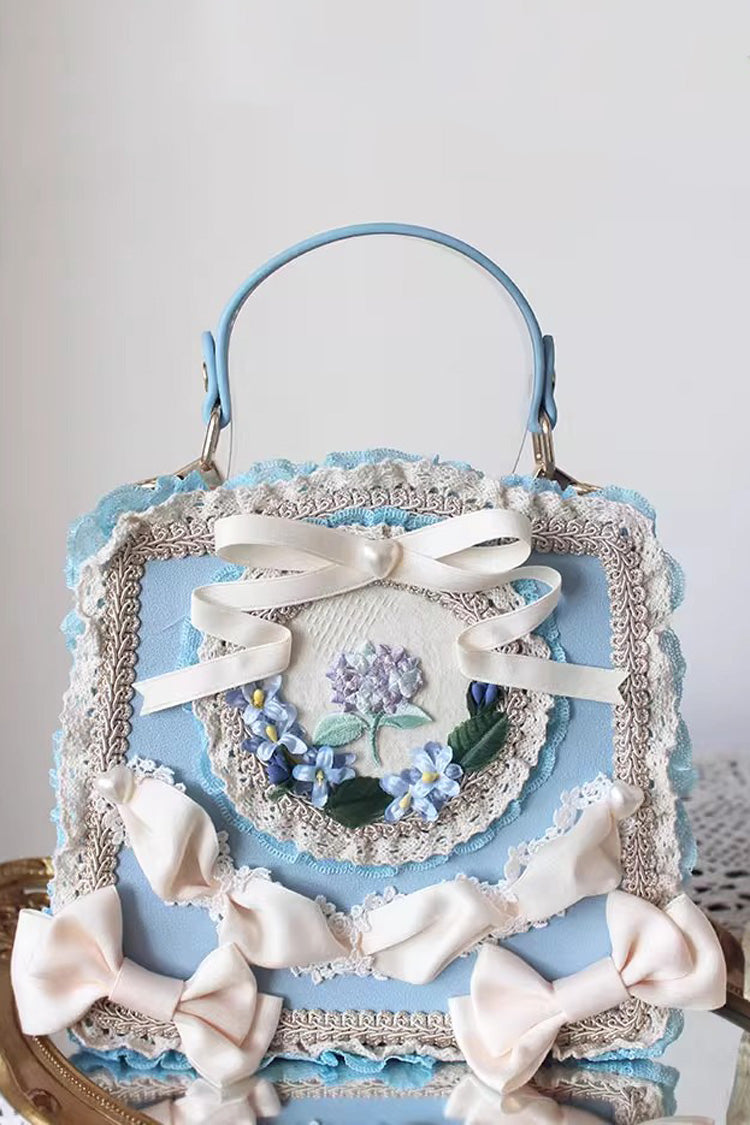 Four Seasons Floral Bowknot Lace Sweet Elegant Gorgeous Lolita Handbag 9 Colors - Light-Blue - 4