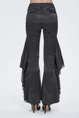 Black Ruffle Lace Stitching Womens Gothic Flared Pant - Product - 6